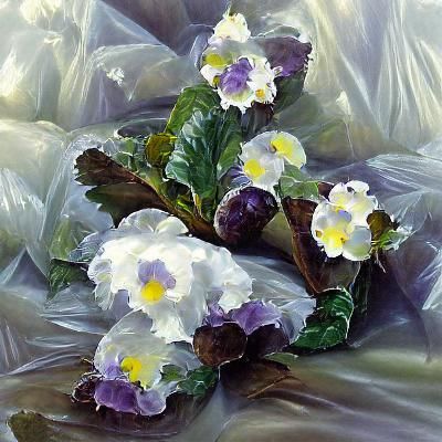 Purple primroses, white primroses