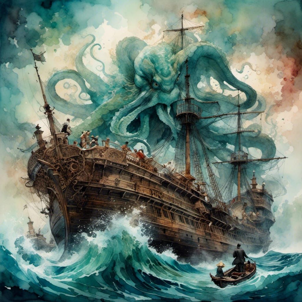 Kraken & Ship <lora:Dreamweave:1.0> 