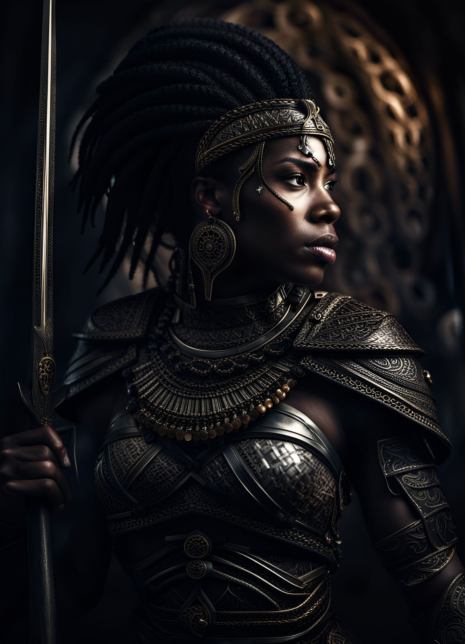 Black Female warrior of the Light intricate details, HDR, beautifully ...