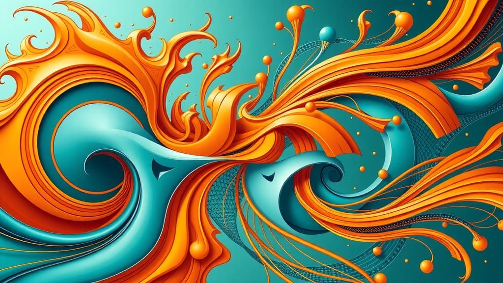 "An abstract detailed surreal tribonacci Teal and Orange des...