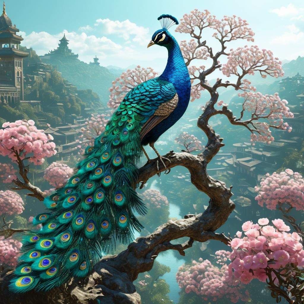 Flowers & Peacock