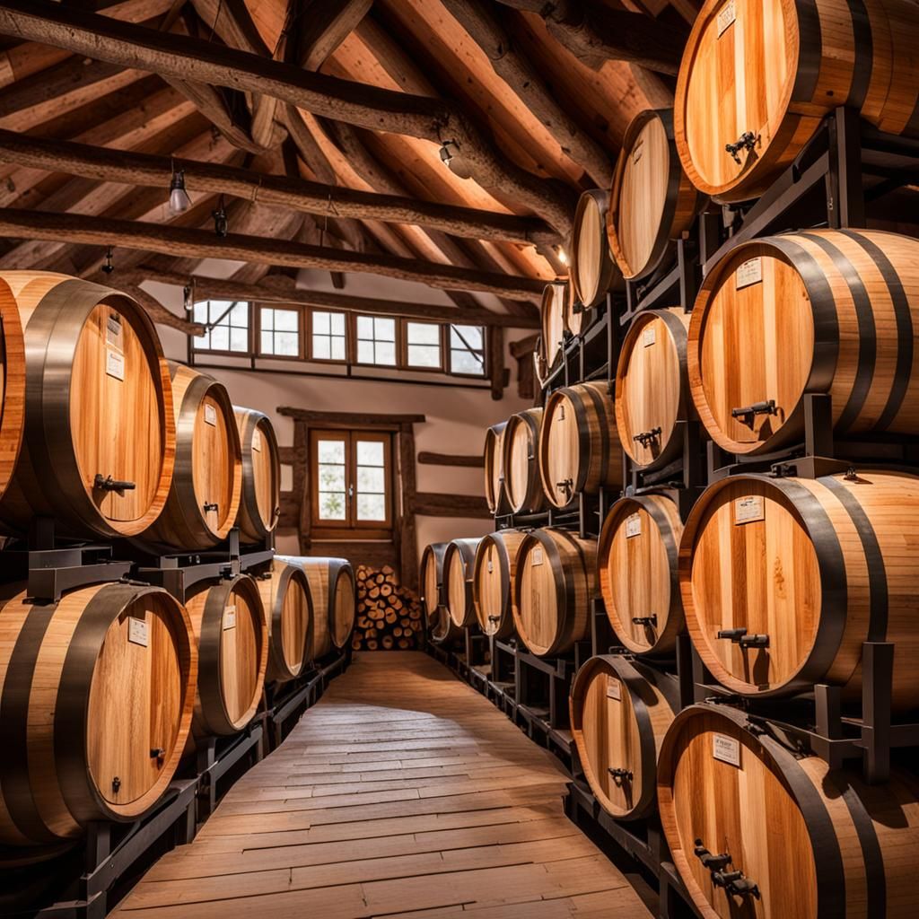 Weinkeller in einem Gewölbe mit hochwertigen Holzfässer Thomas Kinkade intricately detailed