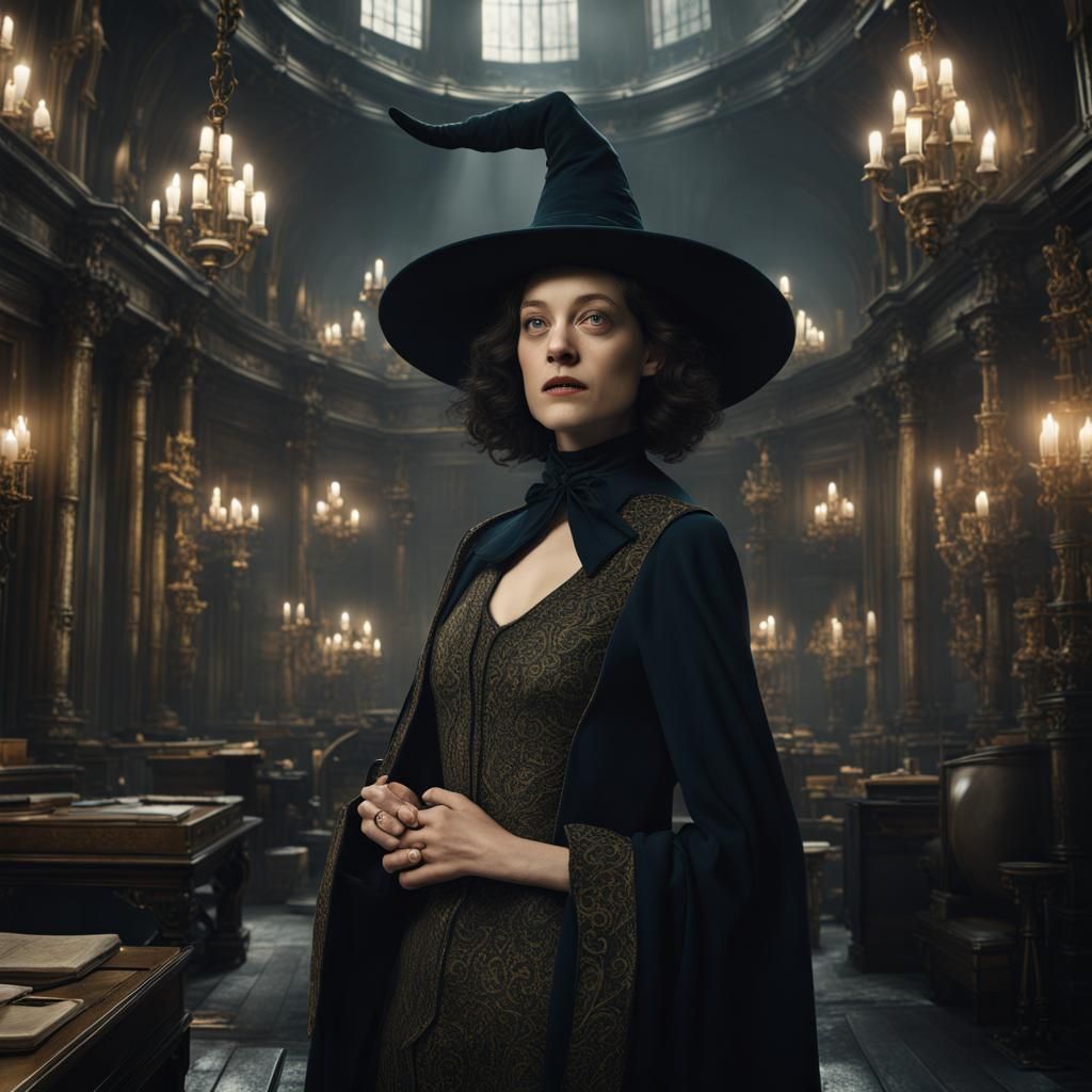 Marion Cotillard at the Gringotts Bank dressed as a witch