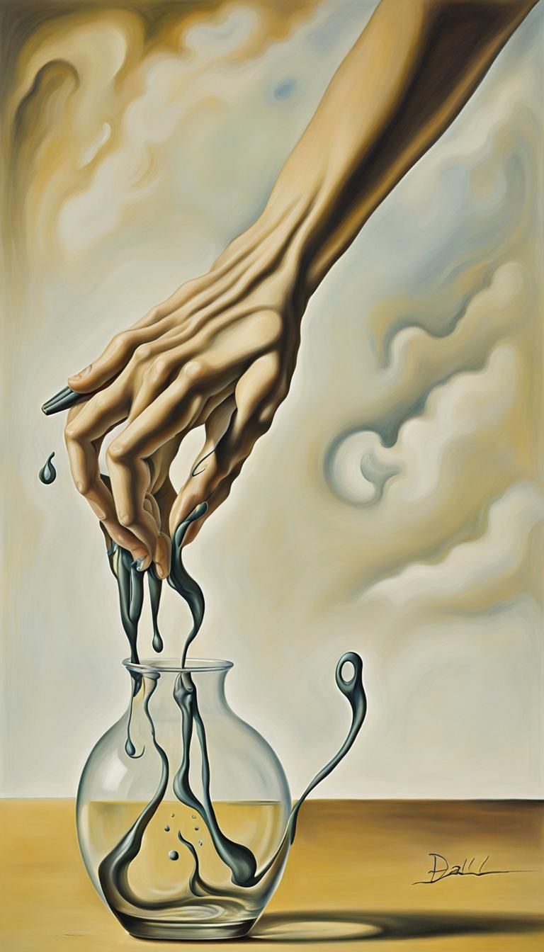 Bleistift Hand Künstlers surrealism Salvador Dali matte back...