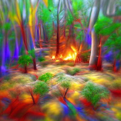 A forest wildfire colourful 8K 3D 8k resolution ambient occlusion ...