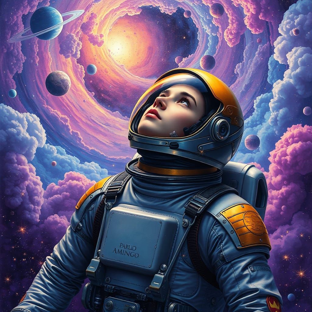 Astronaut looking into the cosmos