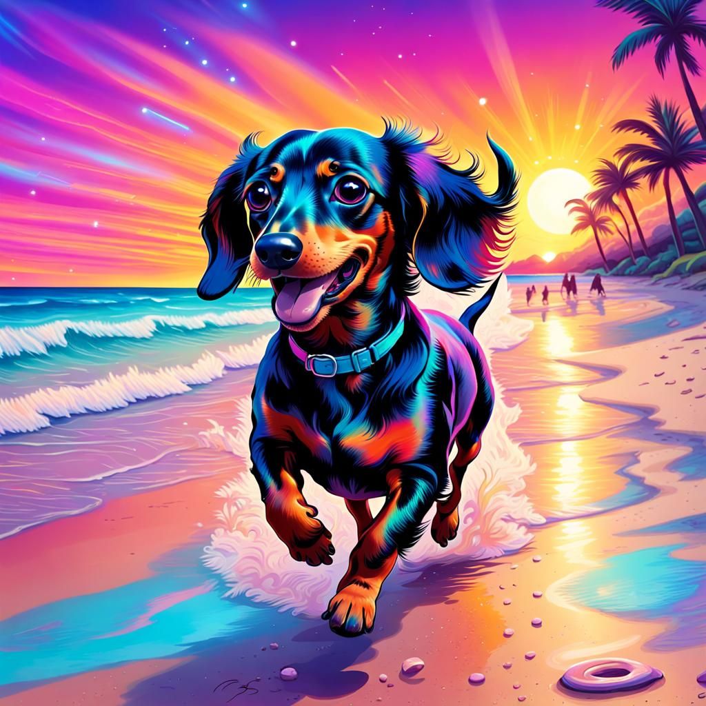 doxie on beach