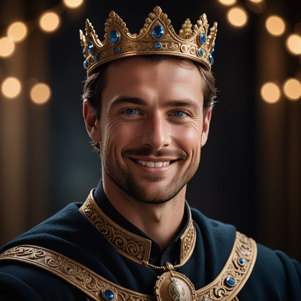 Elegant Portrait of a Man with a Regal Crown