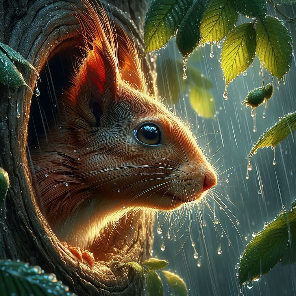 Rainy forest morning