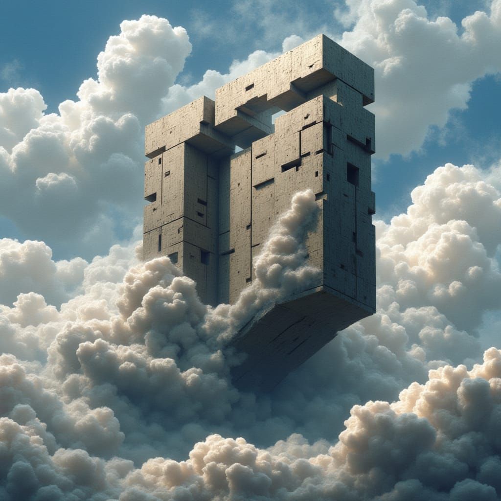 <lora:Reliquiarum:1.0> a surreal sky fortress construction in the style of ((((brutalist aesthetics)))); a painting in the style of ((((imp...