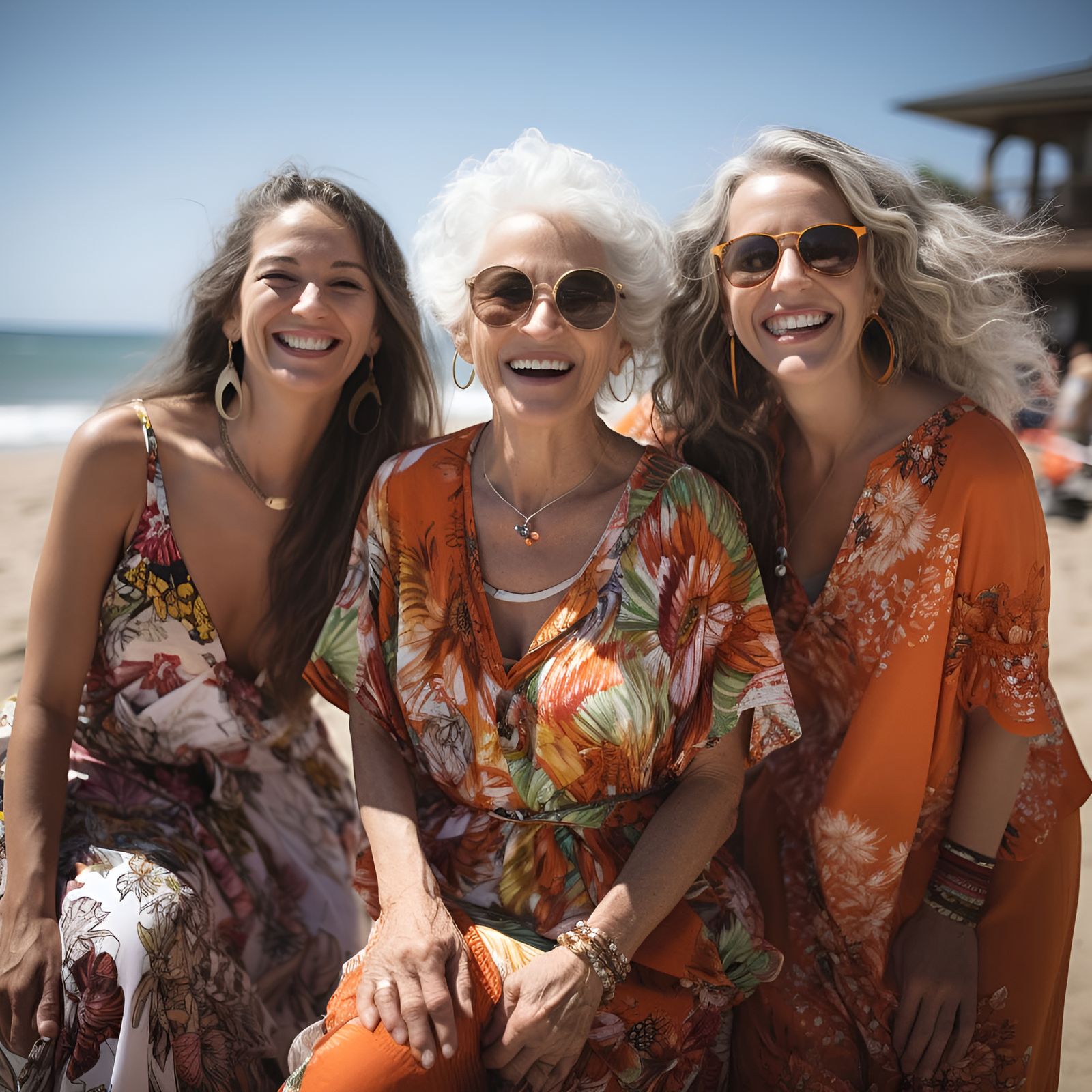 Three generations of beach beauties