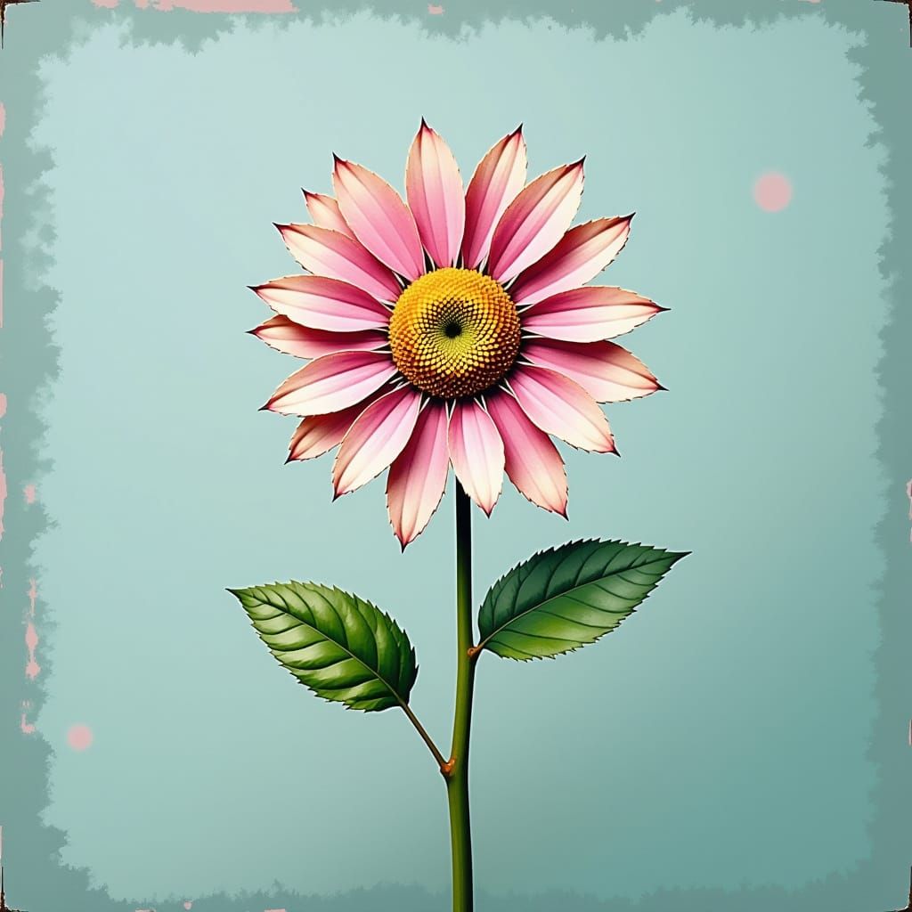 Pixelated Blooming Flower in Vibrant Colors