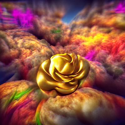 psychedelic  gold rose on cloud colourful beautiful 8K 3D #f...