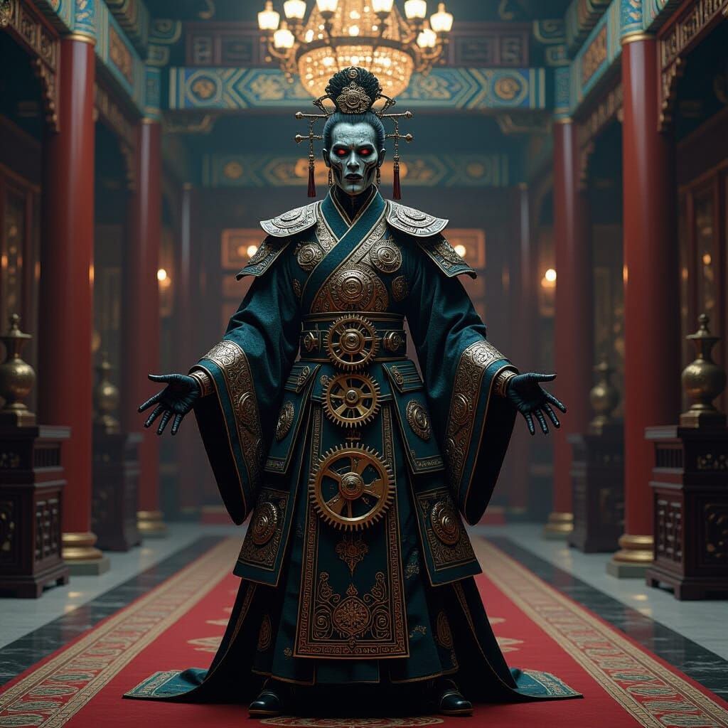 Clockwork Qing Zombie in Opulent Palace