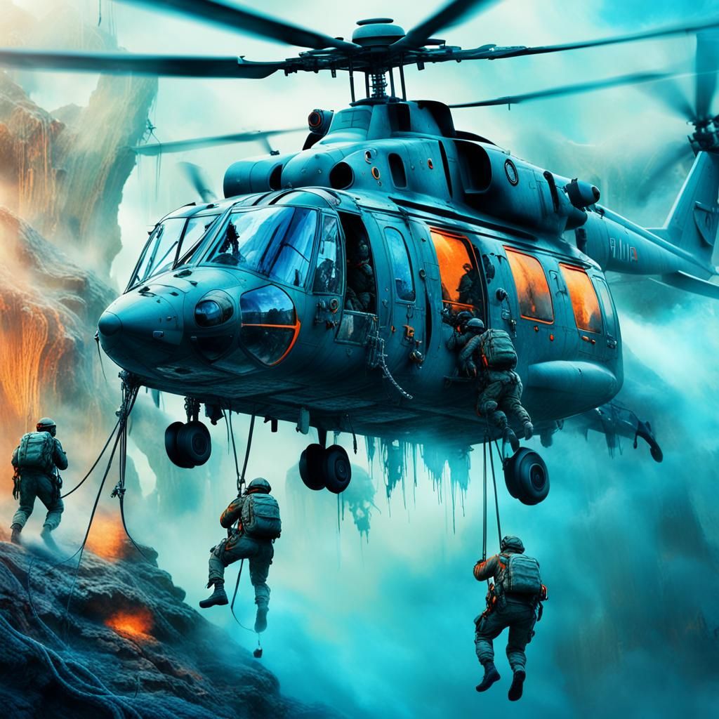 Surreal Soldiers Descending into Mystical Operation