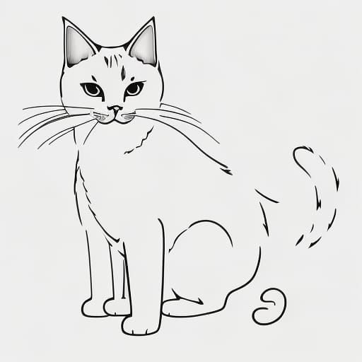 Simple drawing of a cat. Cute. Basic Lines. Pencil Drawing. ...