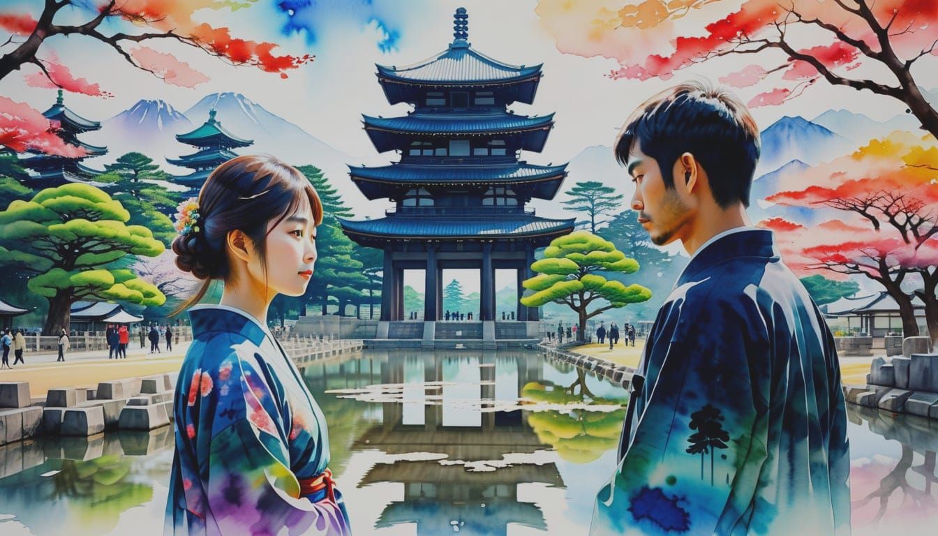 10/1/2025-10/1/2025-NC Challenge No Theme Thursday #1085 Double Exposure Japanese Woman and Man Scenic ...  by @Archangel Tara 