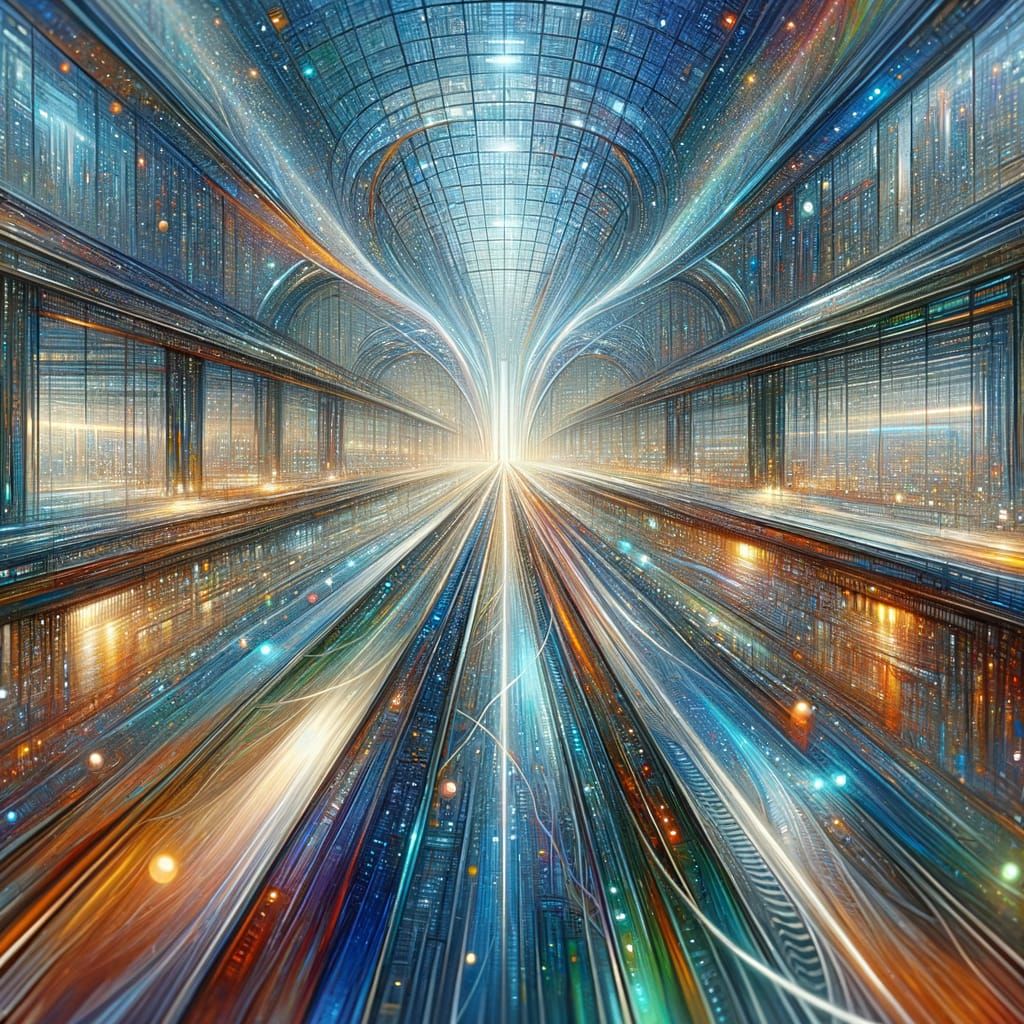 technological utopia, interior of a vast cavernous high-ceiling spaceport, gouache, watercolor, ralph mcquarrie, roger dean, doug chiang, mo...