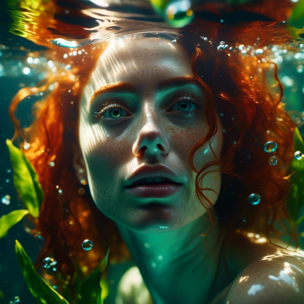 <lora:Surface Reflections:1.4> Hyperrealistic 8k professional underwater portrait, bright colours, sunlight, natural looking fresh faced wom...