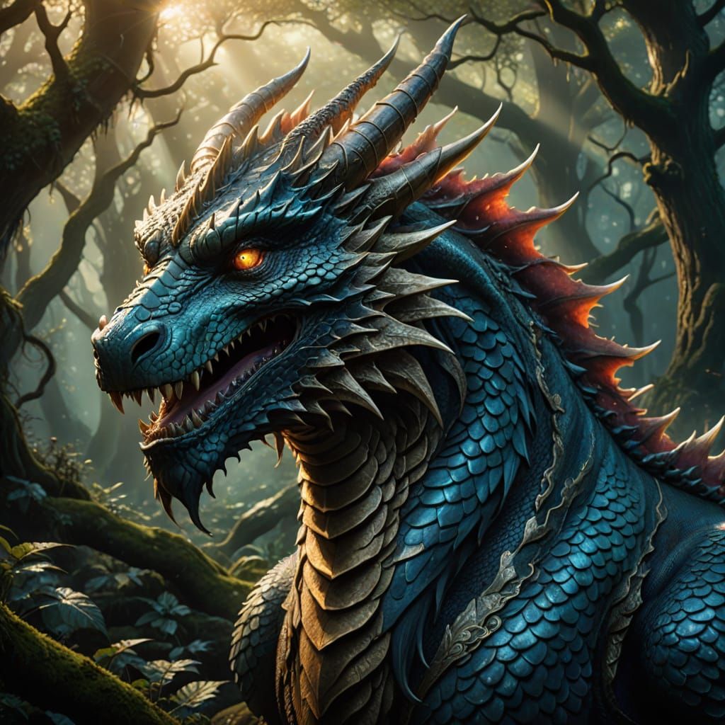 Majestic Dragon in Mystical Forest