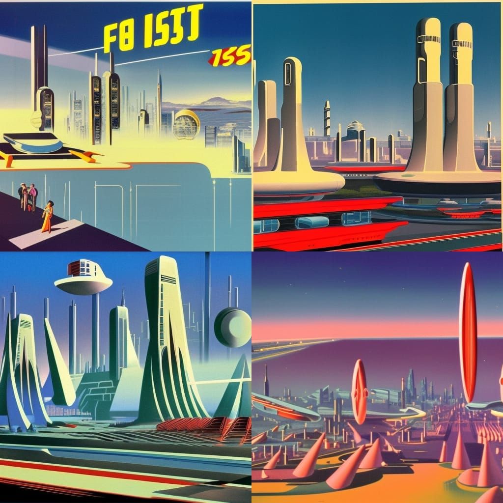 retro futurism vision of the future City 1950s style - AI Generated ...