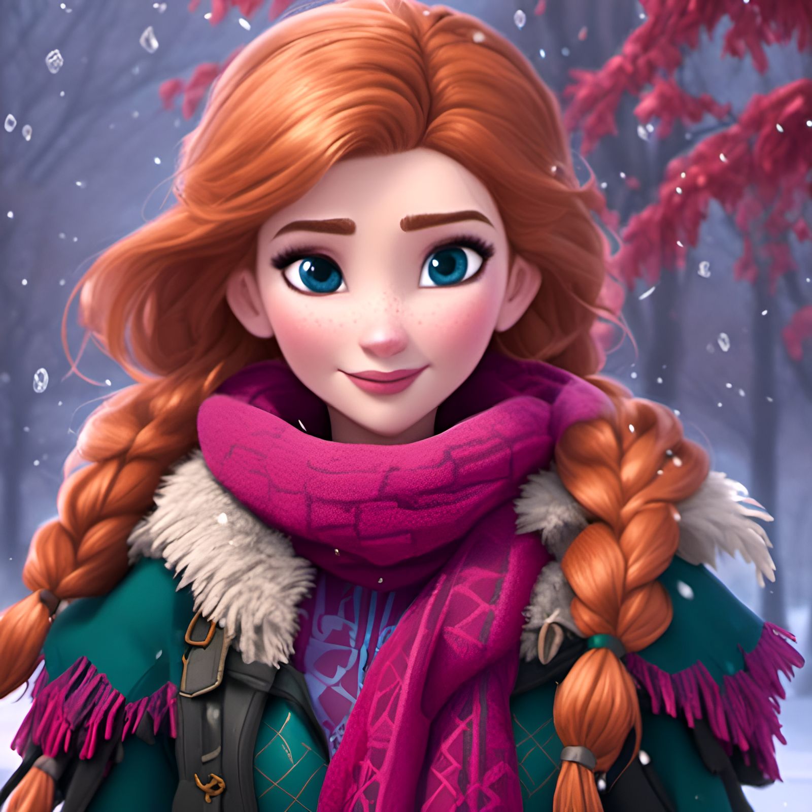 Anna from movie frozen in a winter outfit - AI Generated Artwork ...