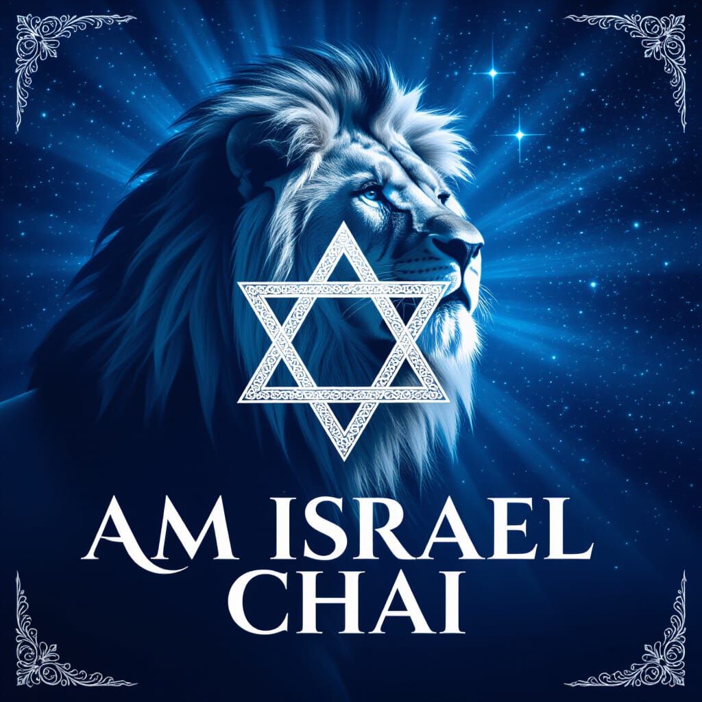 Majestic Lion Emblem with Star of David - AM ISRAEL CHAI