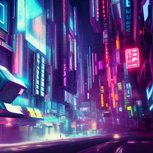 Cyberpunk Cityscape in Neon Lights