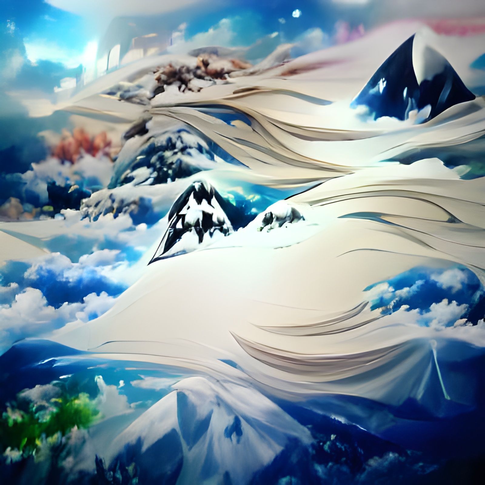 Snow mountains artwork