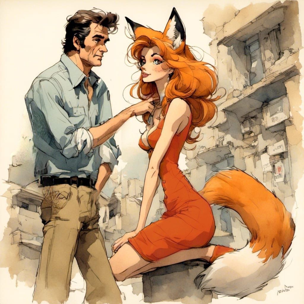 Fox-girl VIXEN and Detective Lumbeau
