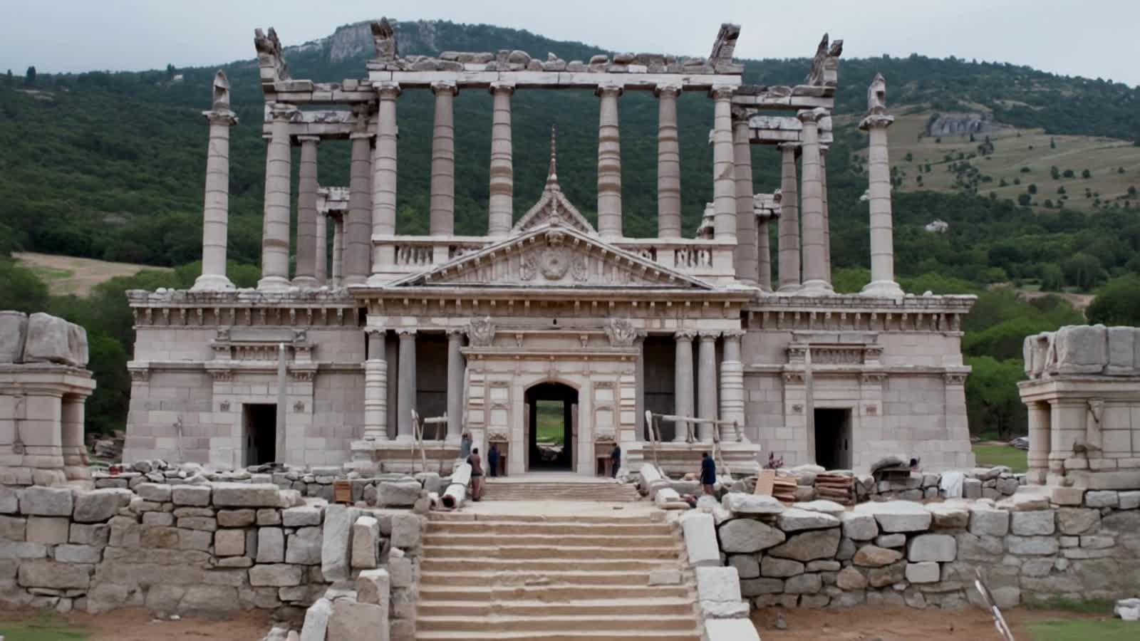 A video of the 'Temple of Artemis' being build