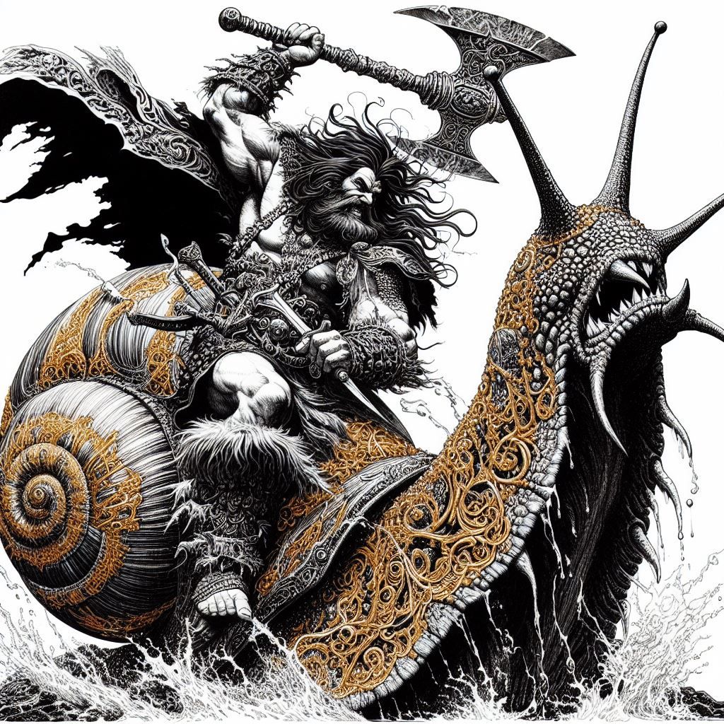 King Conan vs a golden snail