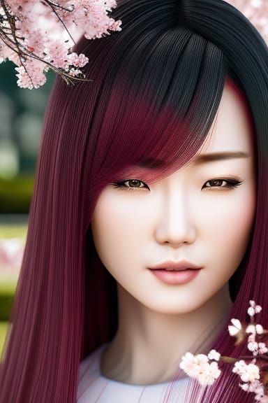 redhead japanese female in the style of stefan kostic, ratta...