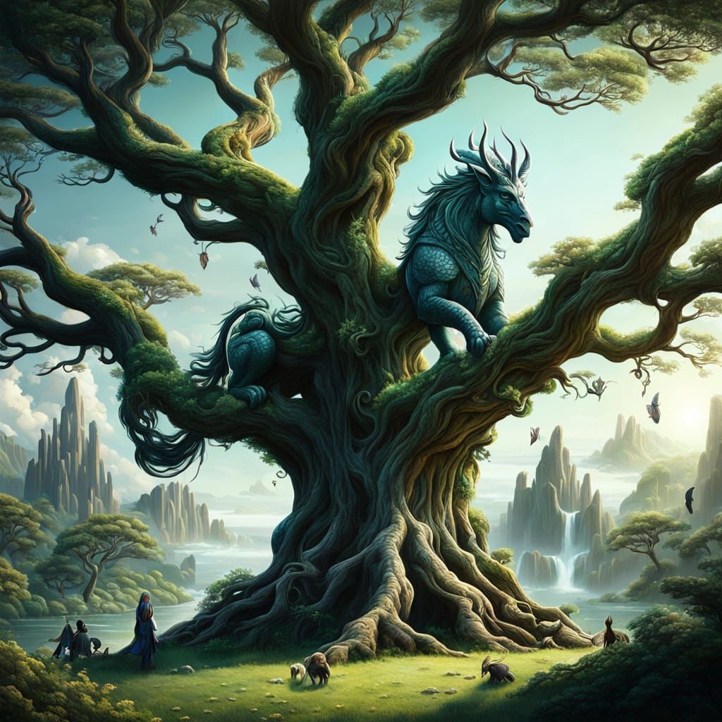 Enchanted Creatures Amidst Branching Realms
