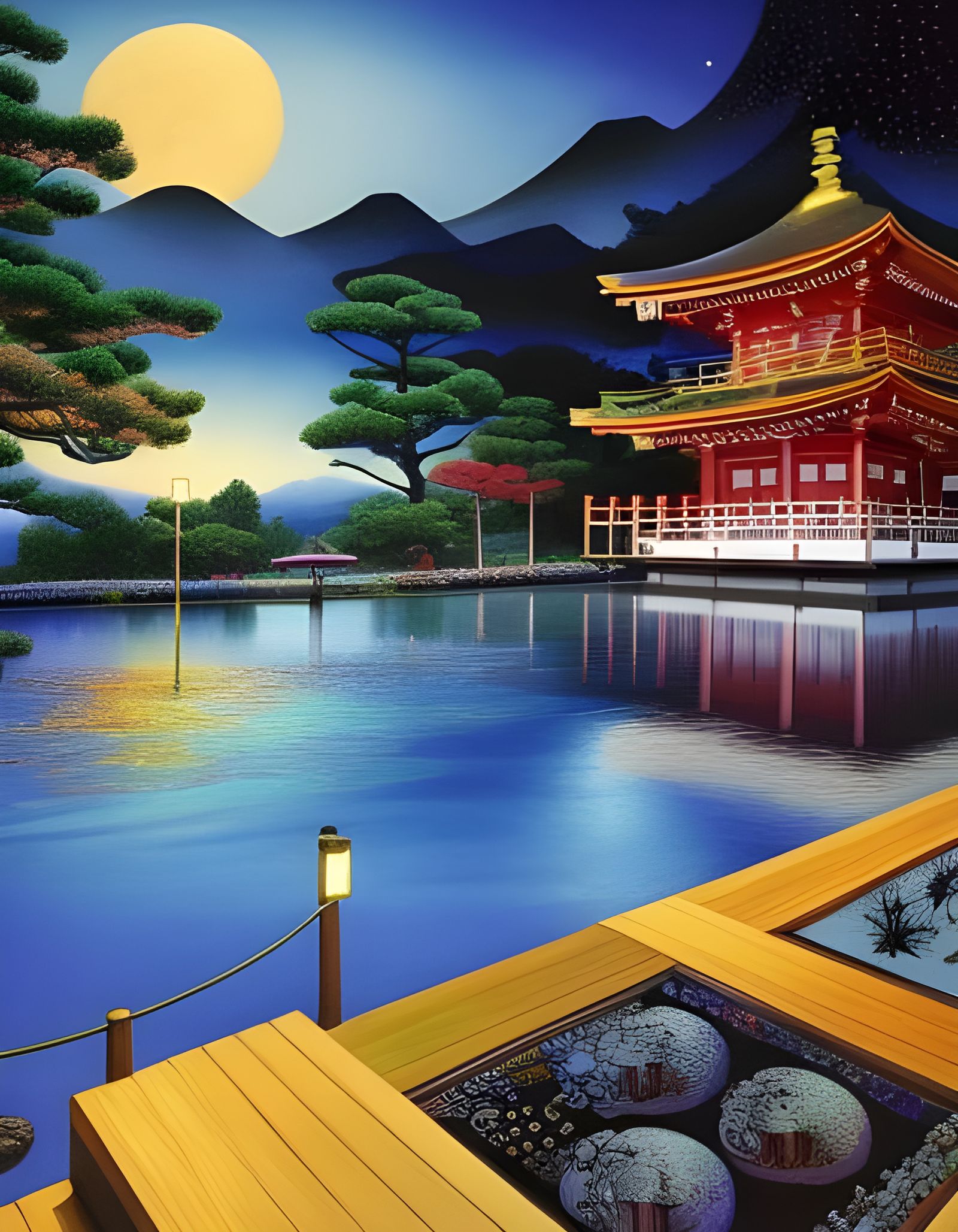 Pagoda Swimming Pool  by @Prettysleepy Art