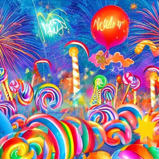 Happy New Year 2024 writing in the sky on the floor there ar...