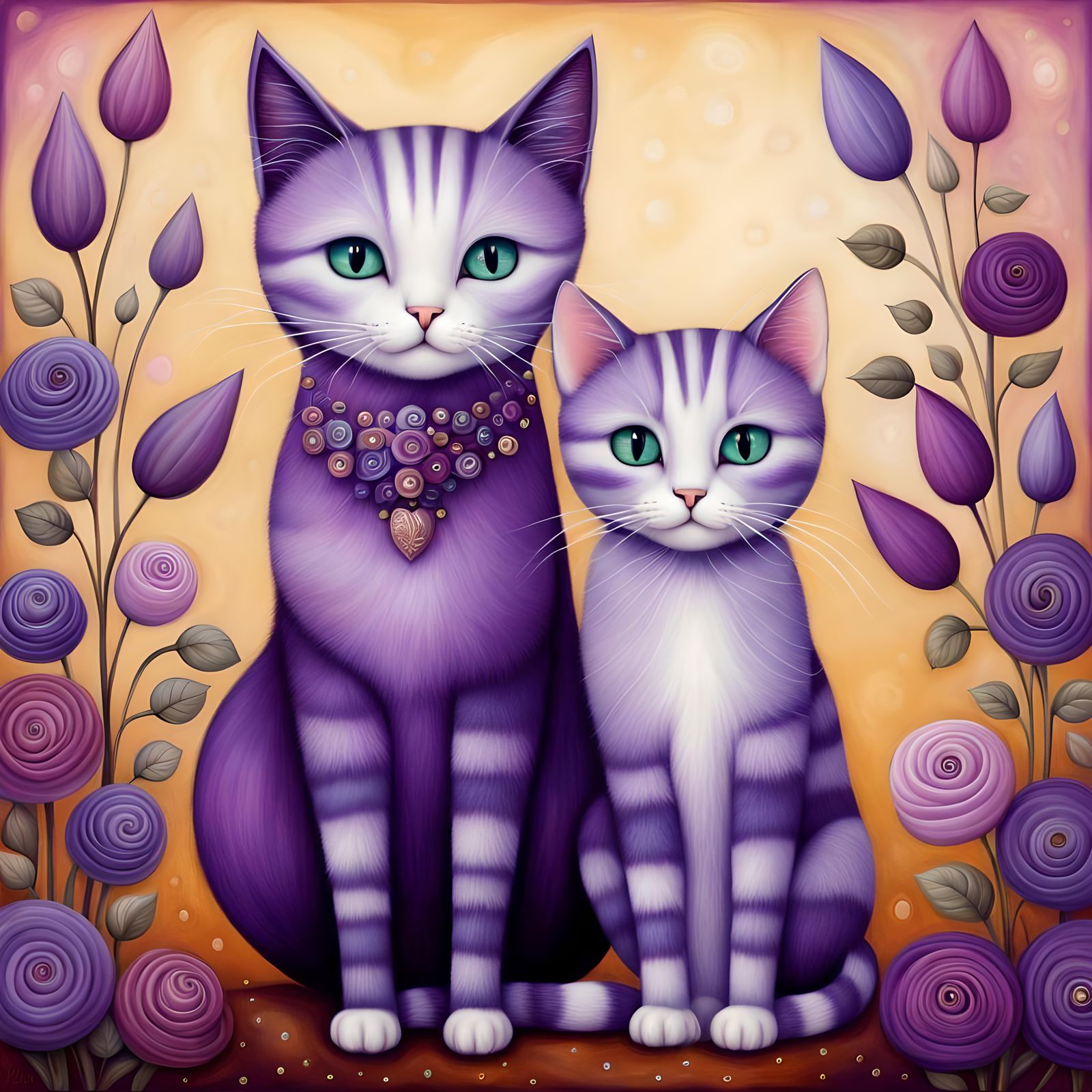 Purple Tabby Cats on a Summer's Day