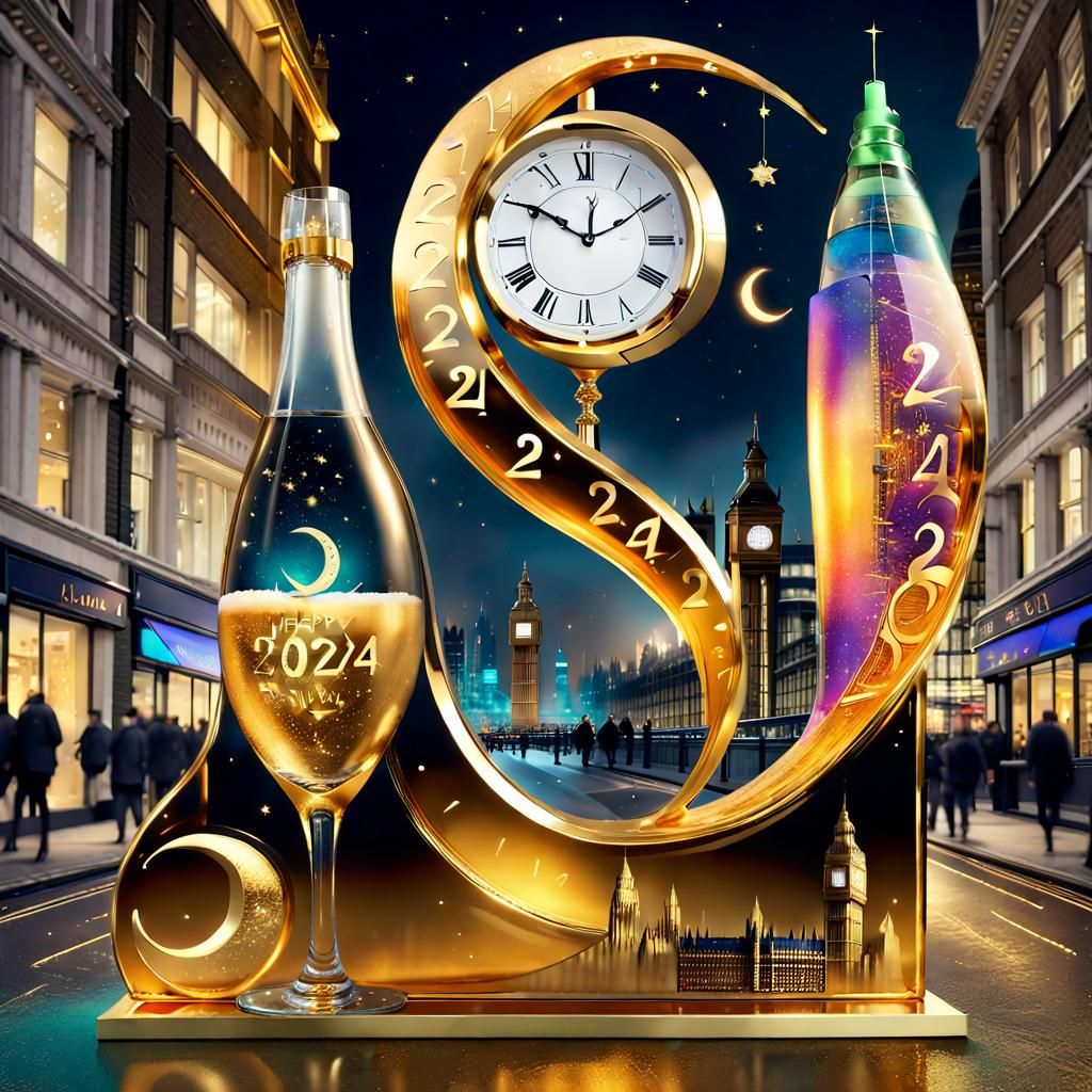 A beautiful golden fantasy designed time balance glass with ...