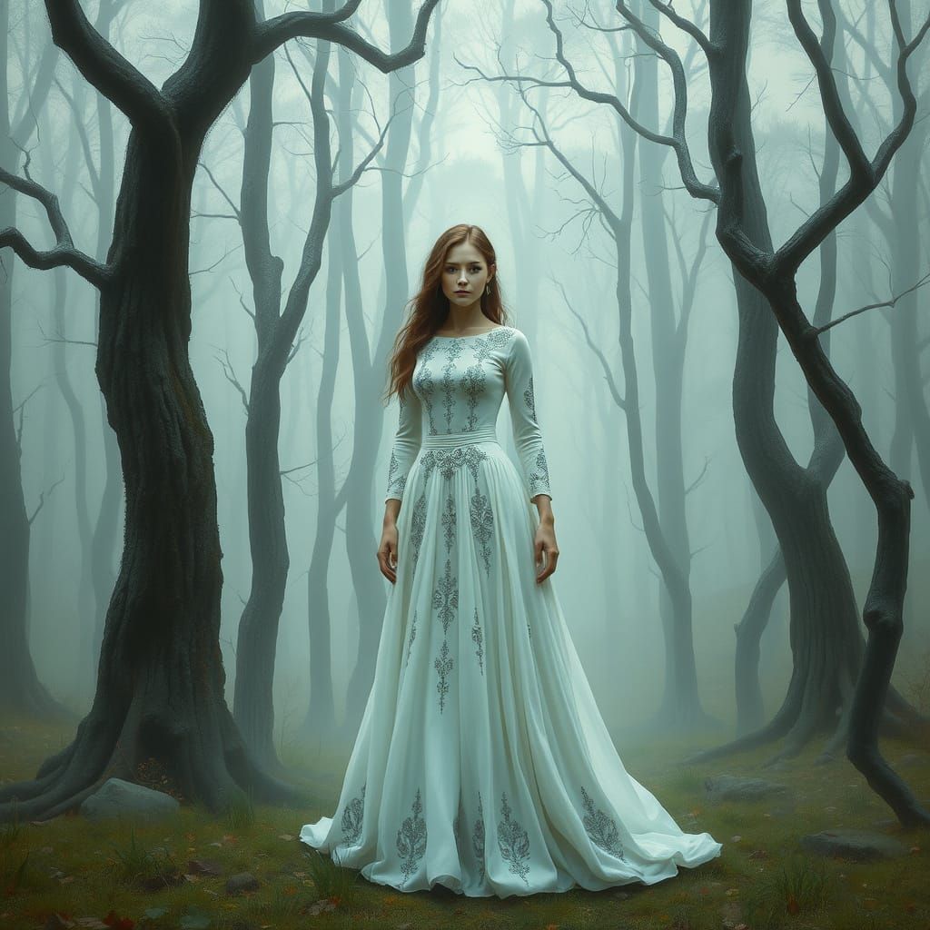 Ethereal Enchantress in Mystical Forest