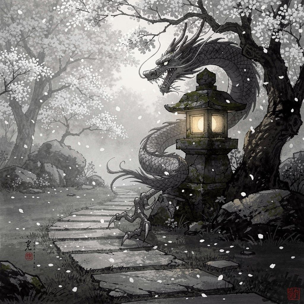 A serene Japanese garden in winter (0)