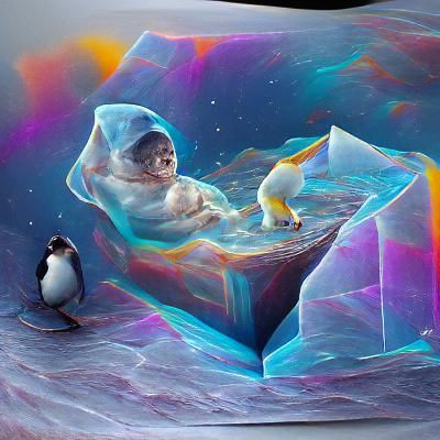 A baby penguin caught on an iceberg