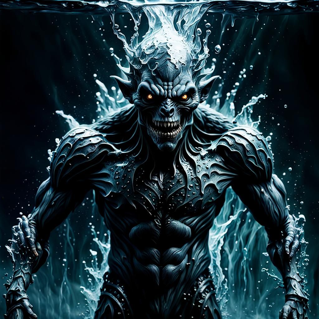 Creature made of water :: Dark Sinister Fantasy :: hyperreal...
