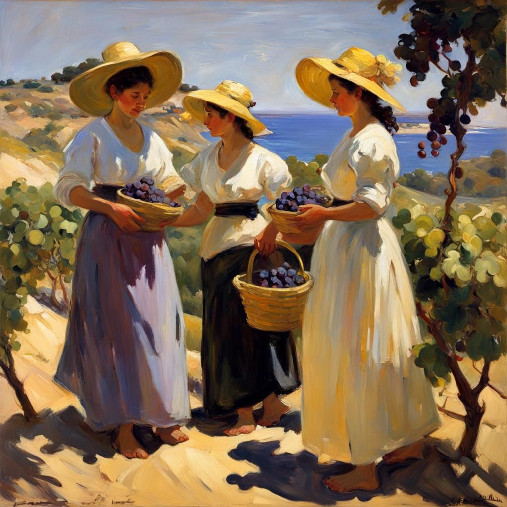 (painting_of_women_collecting_grapes) Joaquín Sorolla style ...