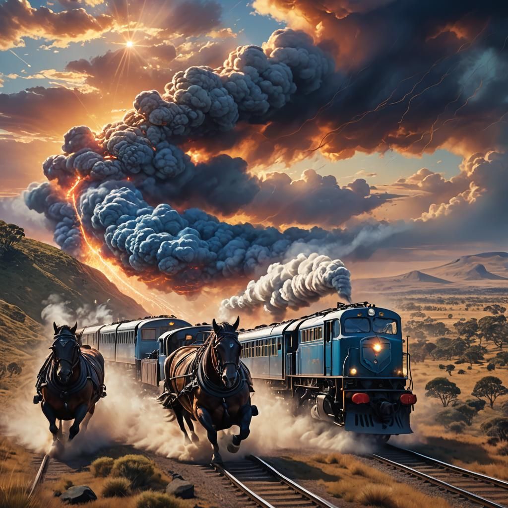 Horses and Trains Galloping to Australia: Concept Art