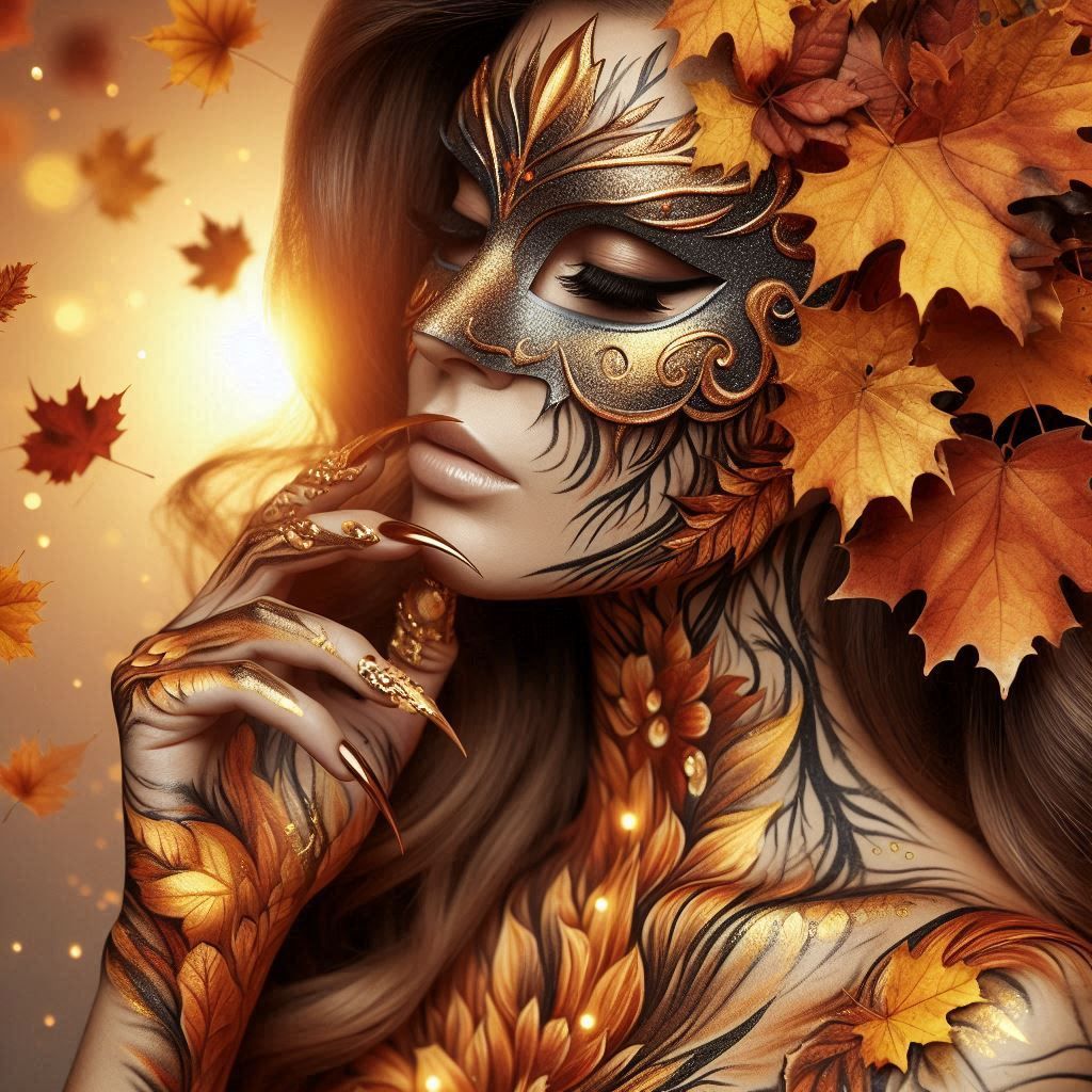 Autumn Masquerade Body Painting