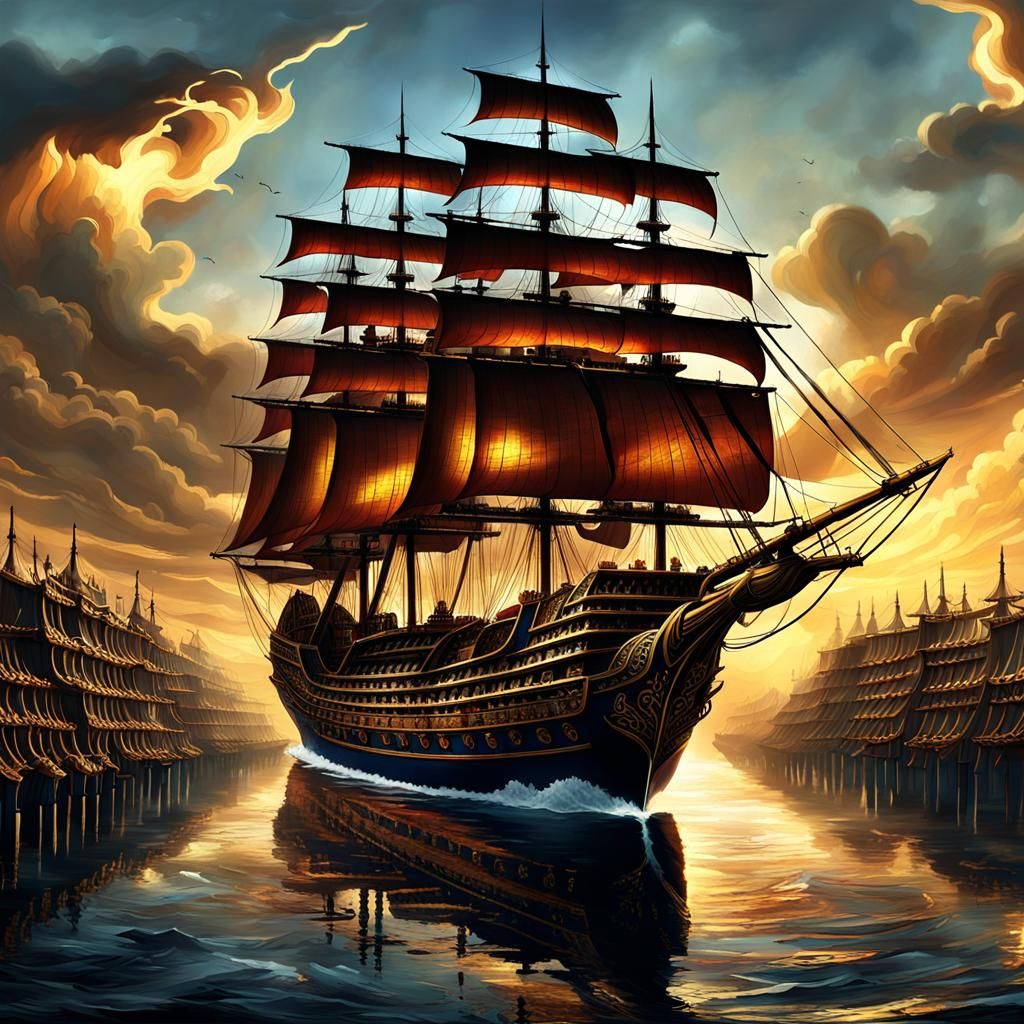 Elegant Man-O-War Ship