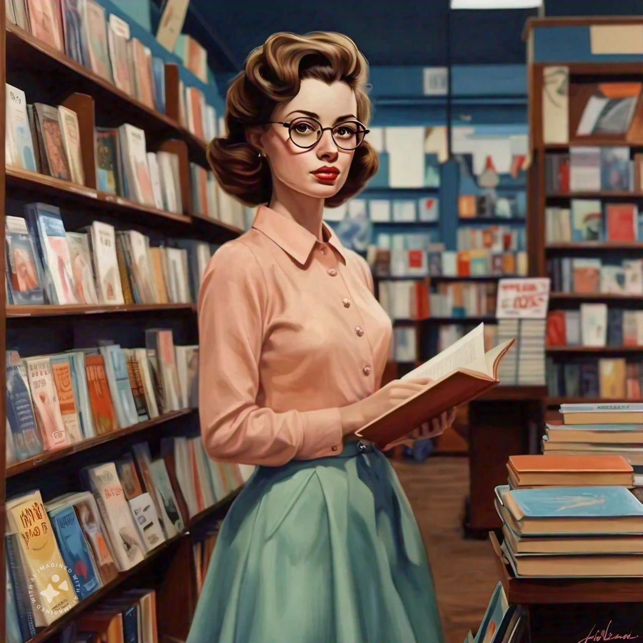 A Pretty Girl in a Book Store