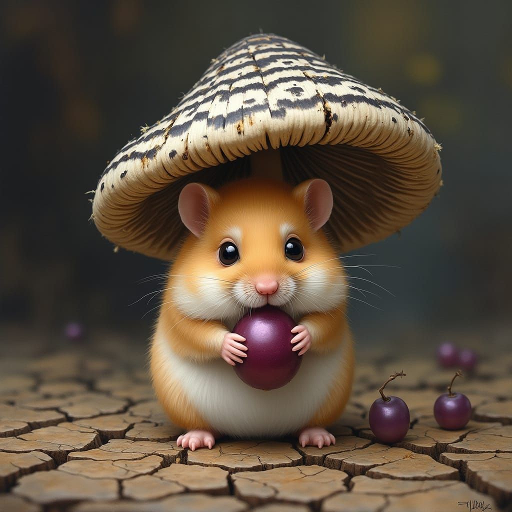 Whimsical Hamster Amidst a Fantastical Landscape
