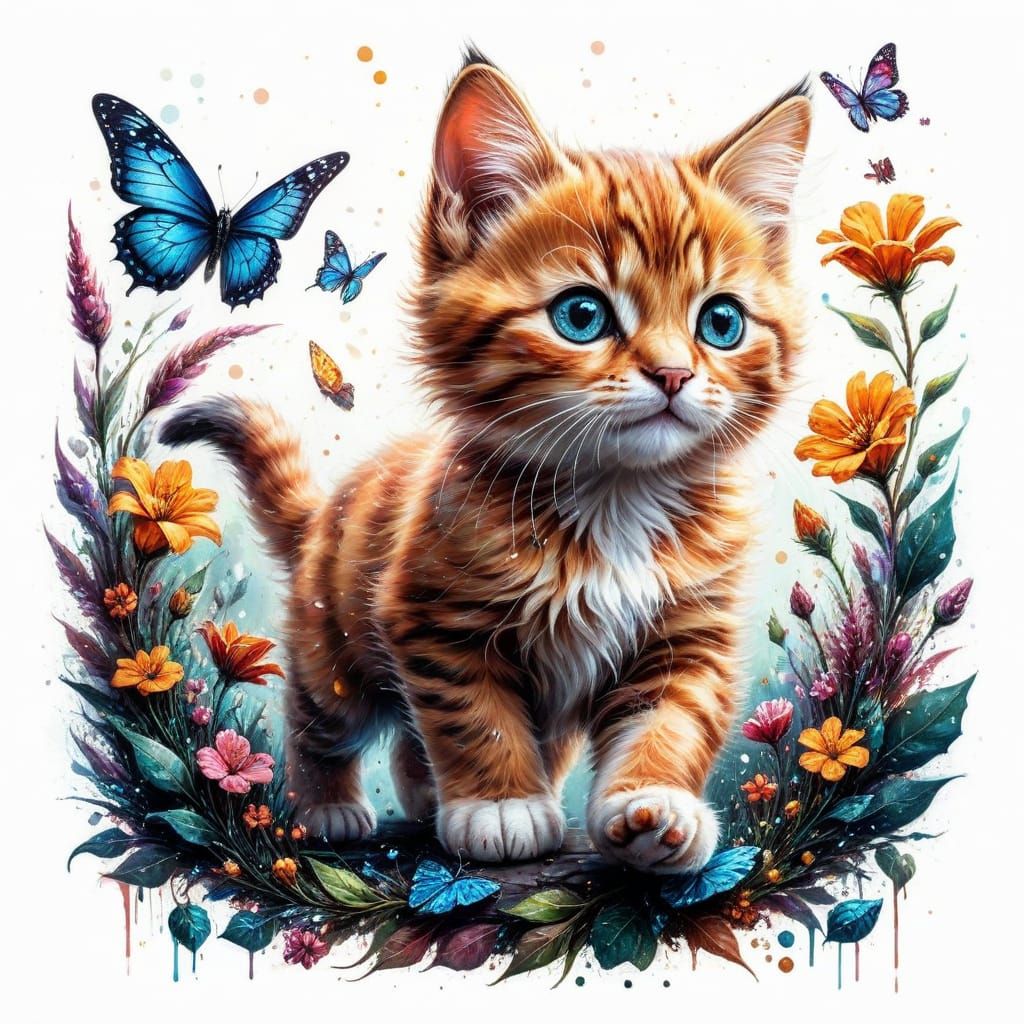 Playful Kitten Line Art Chase 🐈