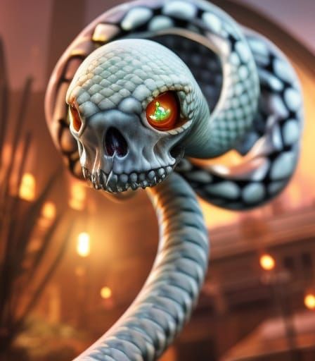 A Chibi Baby Snake SKULL n' Skeleton _ #0v